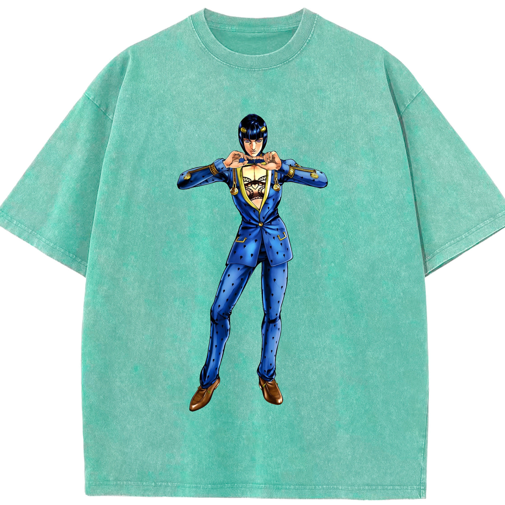 （画像用） ジョジョの奇妙な冒険 ブローノ?ブチャラティ JoJo's Bizarre Adventure Bruno Bucciarati 綿100% ヴィンテージ風 半袖Tシャツ（フロントプリント）